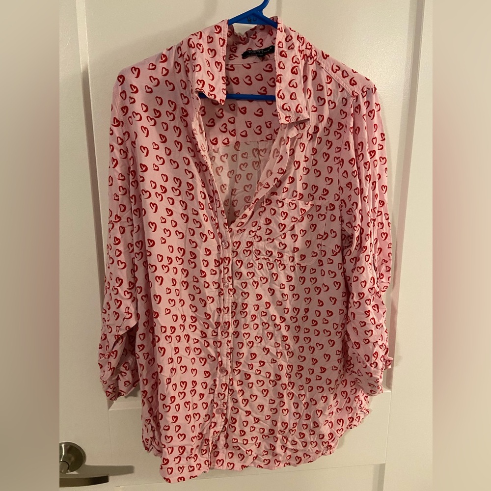 Heart Button Up Blouse 1X